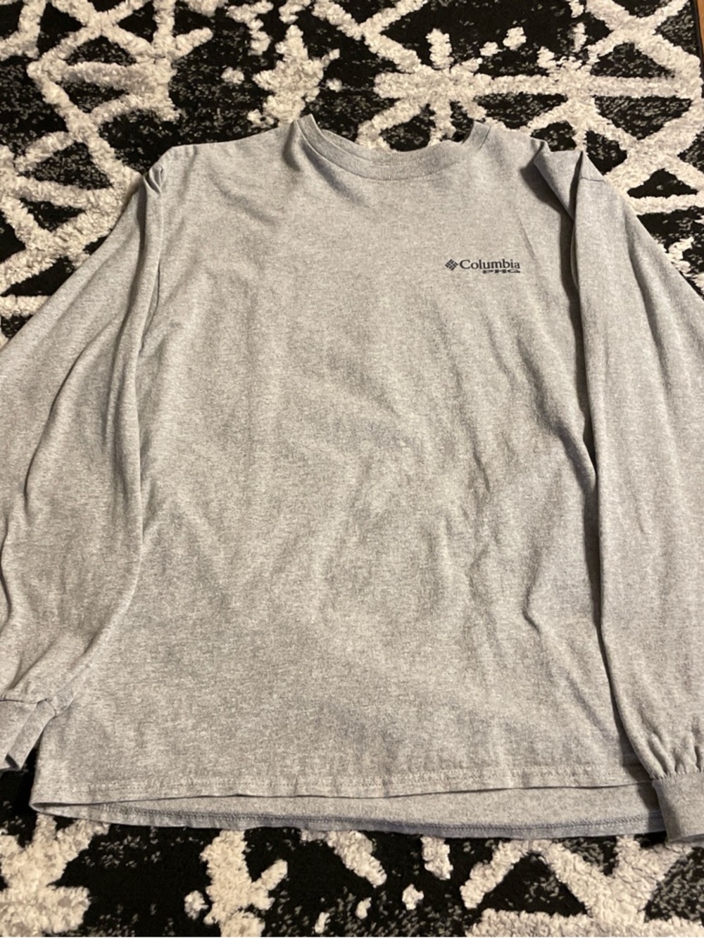 Columbia Men's Long Sleeve Tee - Light Gray with Black Logo